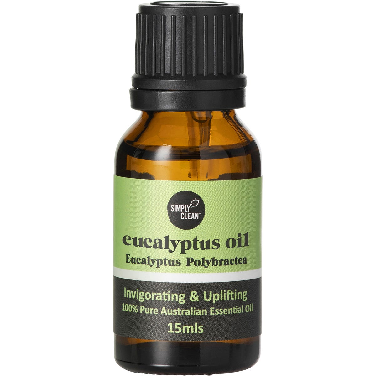 15ml bottle of Simply Clean Eucalyptus Essential Oil featuring 100% pure Australian Blue Mallee.
