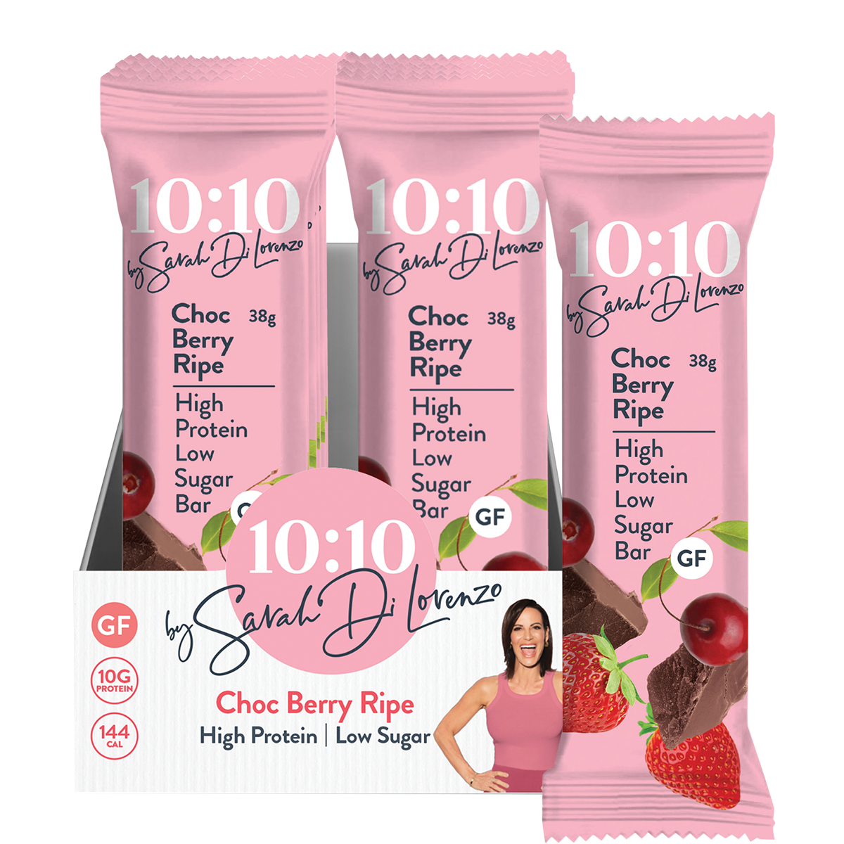 10:10 BY SDL Protein Snack Bar Choc Berry Ripe 38g (Pack of 14)