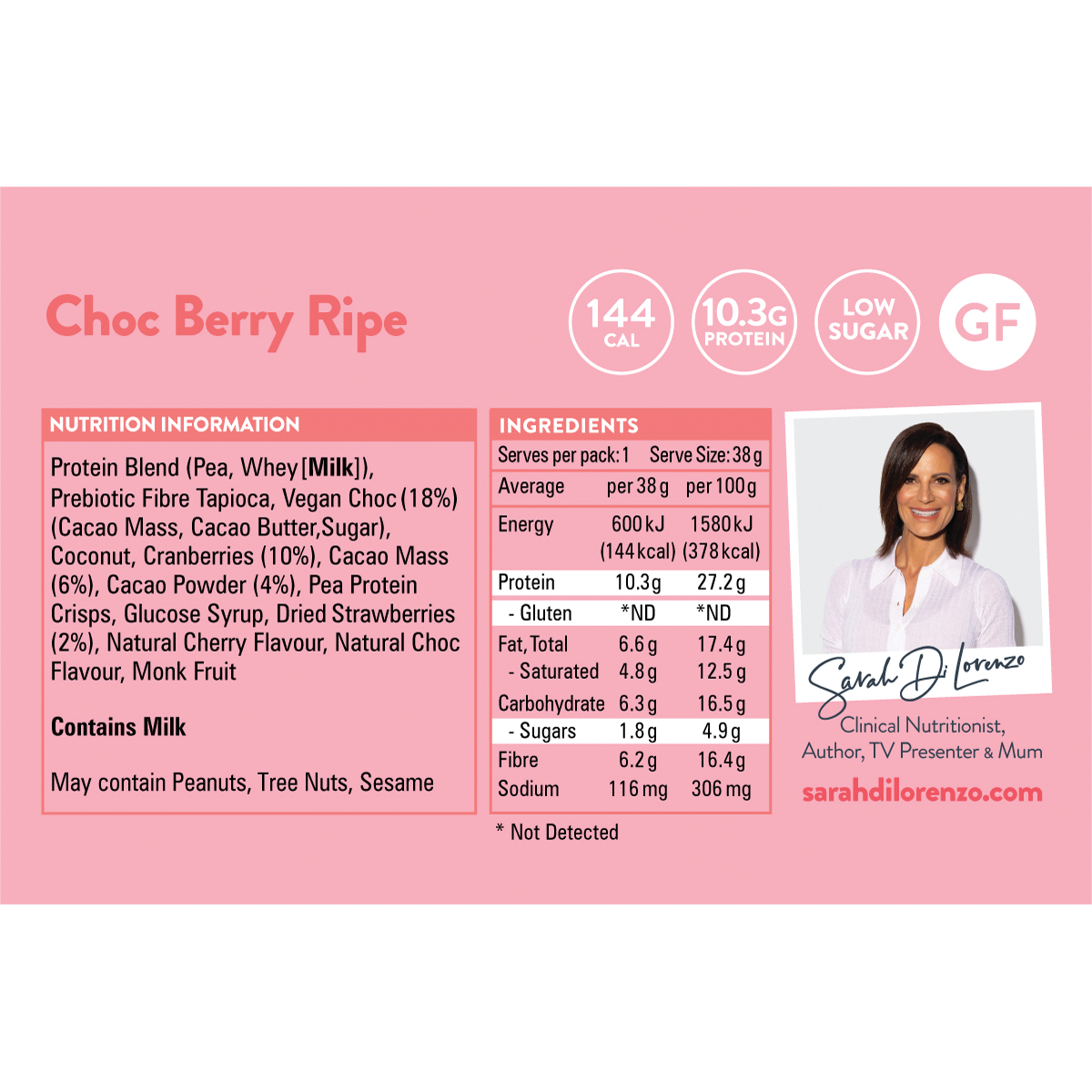 10:10 BY SDL Protein Snack Bar Choc Berry Ripe 38g (Pack of 14)