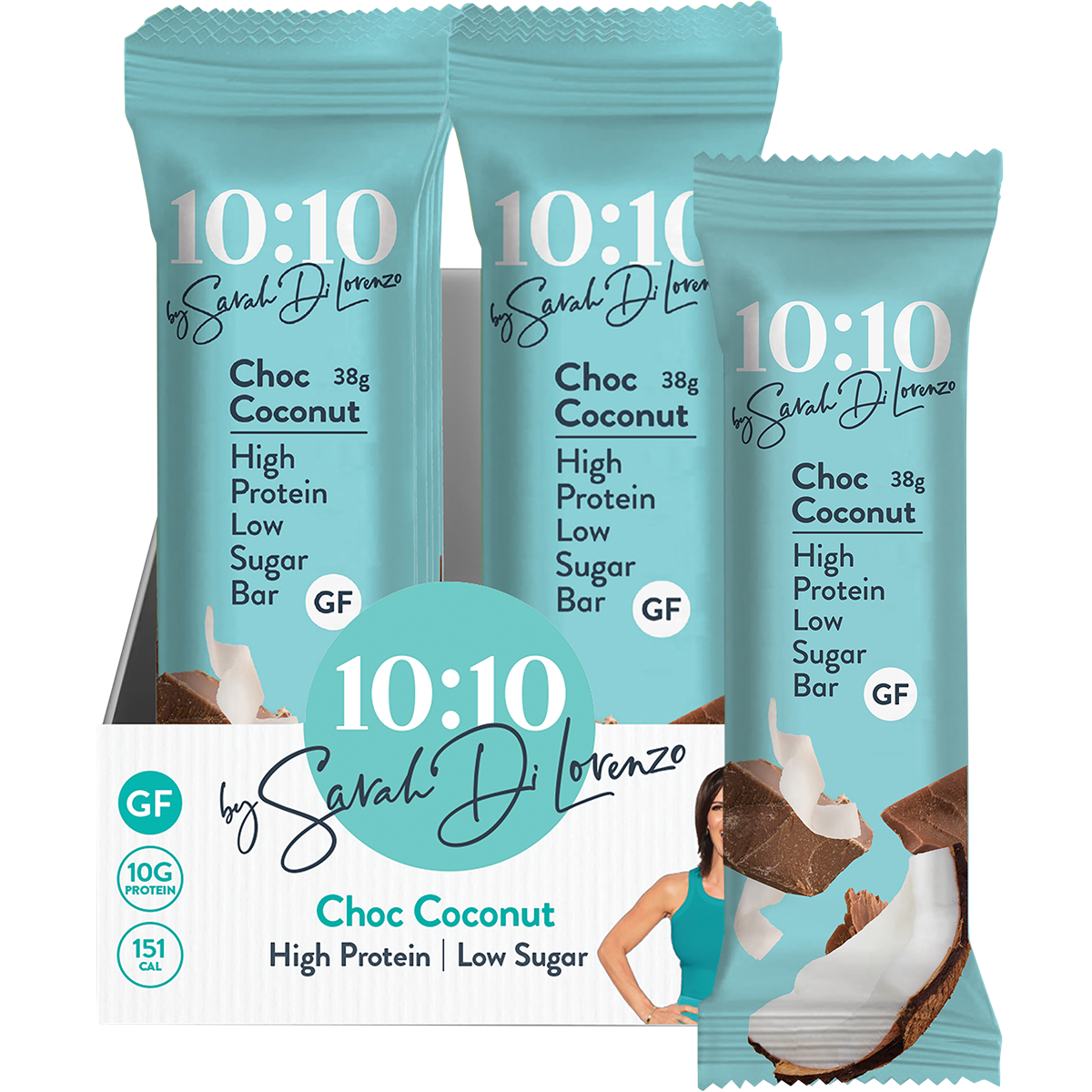 10:10 BY SDL Protein Snack Bar Choc Coconut 38g (Pack of 14)