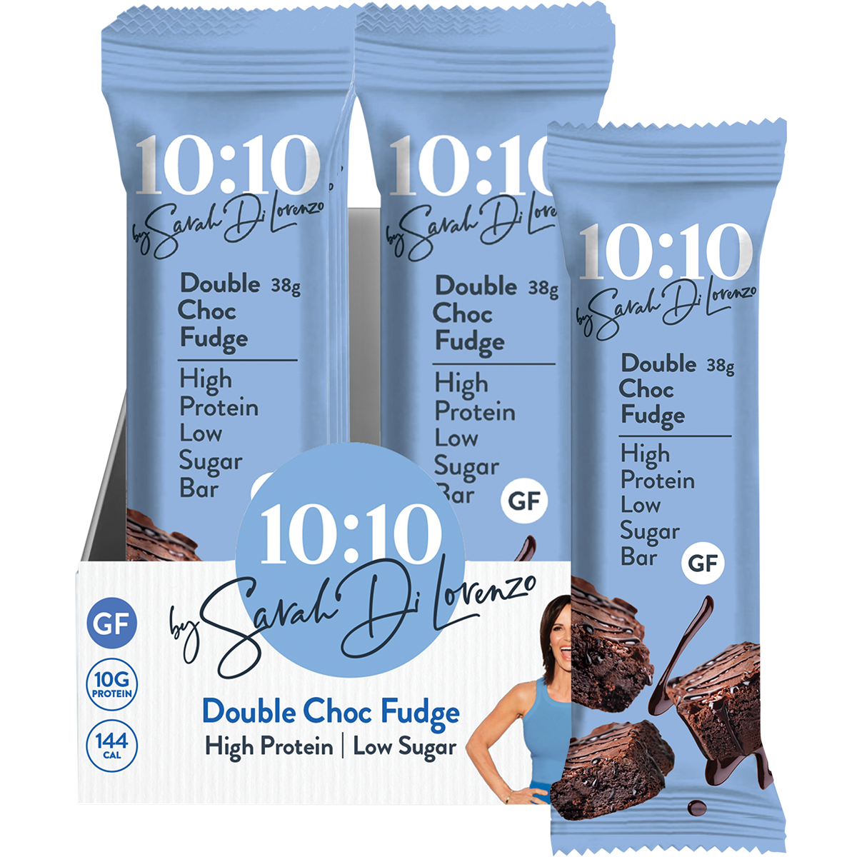 10:10 BY SDL Protein Snack Bar Double Choc Fudge 38g (Pack of 14)