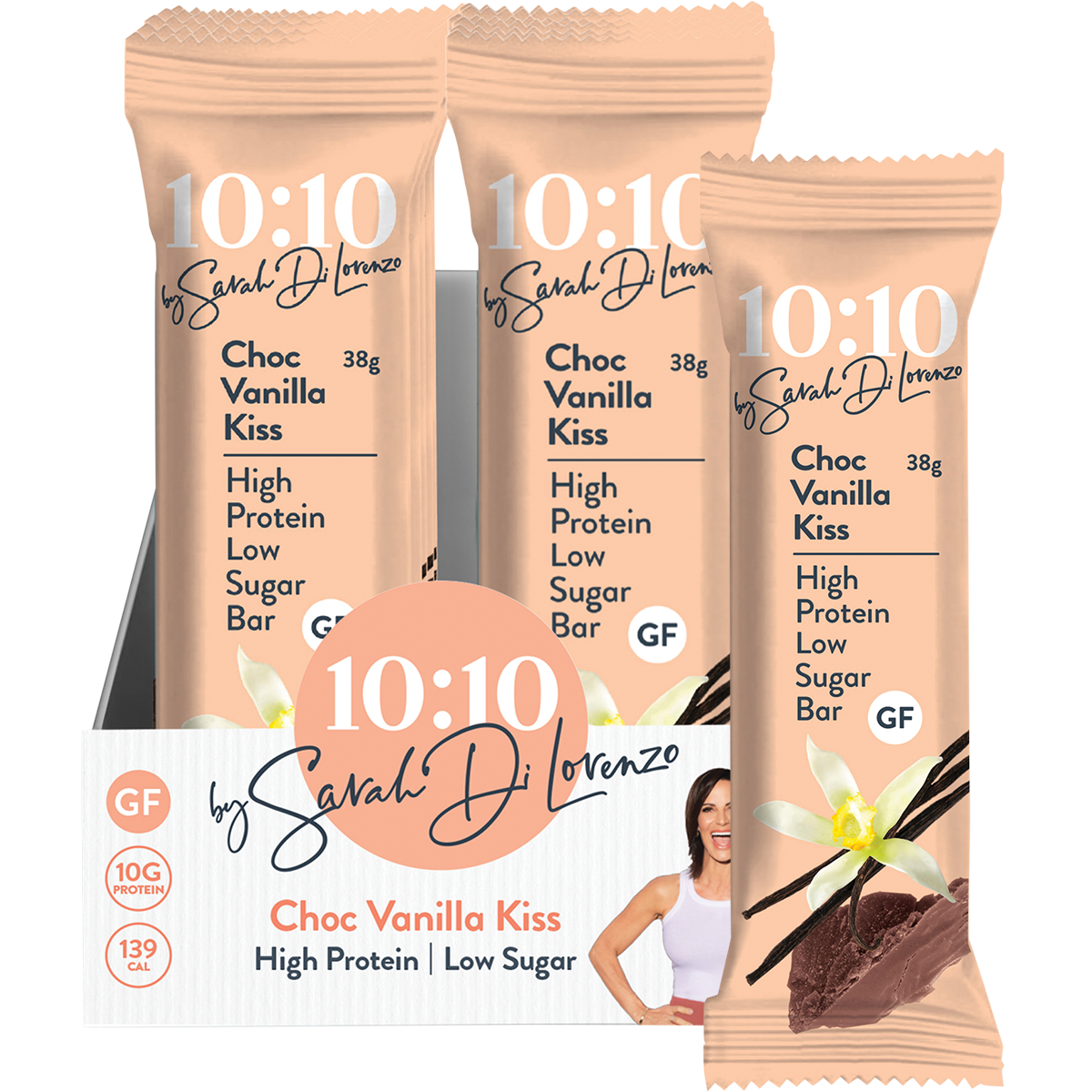 10:10 BY SDL Protein Snack Bar Choc Vanilla Kiss 38g (Pack of 14)