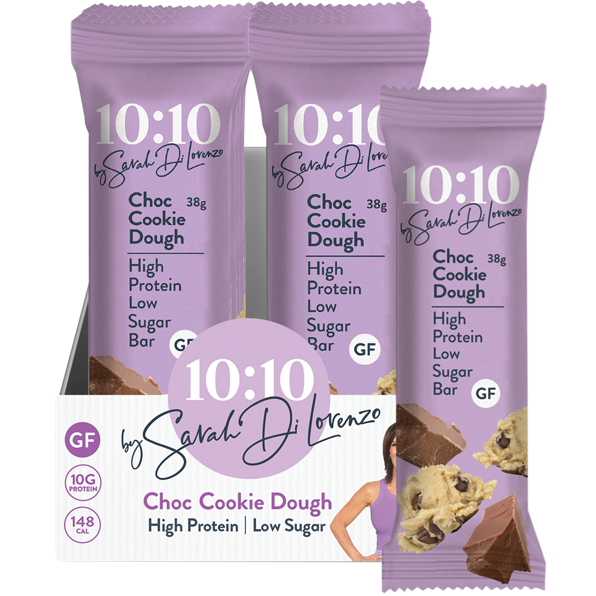 10:10 BY SDL Protein Snack Bar Choc Cookie Dough 38g (Pack of 14)