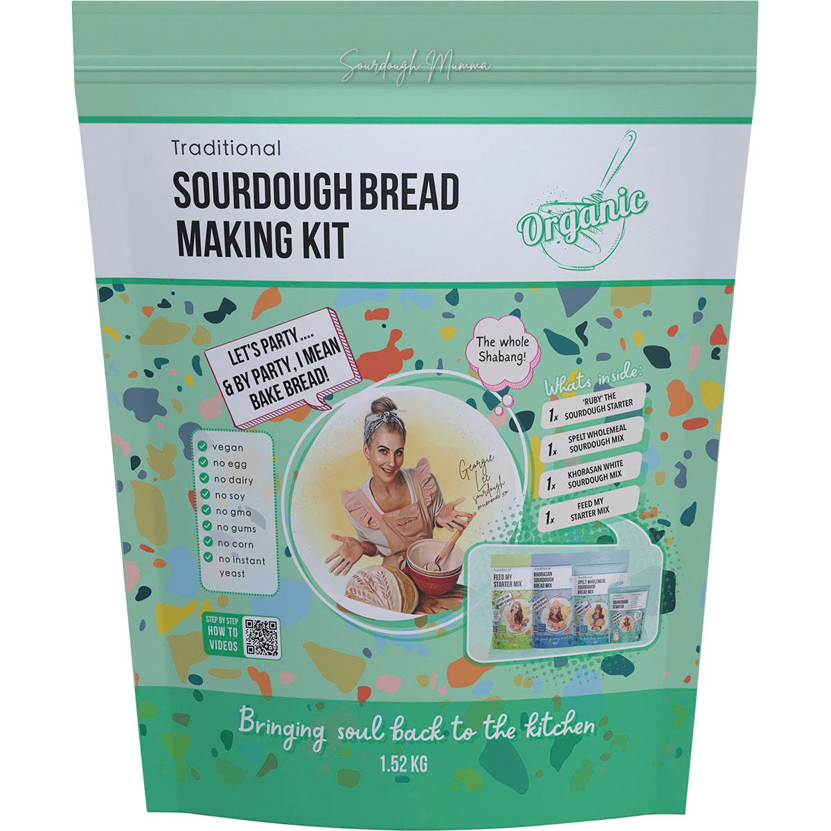 Sourdough Mumma traditional sourdough bread making kit with flour mixes and organic starter.