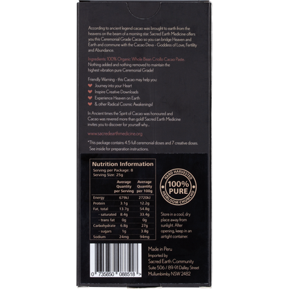 Sacred Earth Medicine Ceremonial Cacao 100g