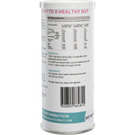Side view of Supercharged Food Love Your Gut capsules tube highlighting 100% natural and organic ingredients.