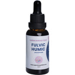 Supercharged Food Fulvic Humic Concentrate 30ml dropper bottle featuring a blue label and natural plant-based ingredients.