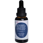 Back label of Supercharged Food Fulvic Humic Concentrate 60ml bottle with ingredients and directions.