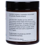 Right side view of Supercharged Food Zeolite Powder 120g tub showing product benefits and natural ingredients.