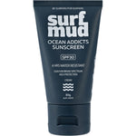 50g tube of Surfmud Ocean Addict SPF 30 sunscreen with active zinc oxide on a plain white background.