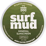 Surfmud Mineral Sunscreen SPF 50+ in a 100g recyclable aluminium tin.