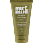Surfmud Mineral Sunscreen SPF 50+ in a 125g white tube with a orange and black label on a white background.