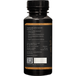 SuperFeast Ashwagandha 90 capsules in a dark glass bottle with a white label, shown from a left-side angle.