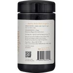 Side view of SuperFeast Chaga 100g in a dark Miron glass jar, showing the right side of the minimalist label.