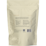 Back of SuperFeast Cordyceps 1kg bag showing nutritional information and directions on a white background.