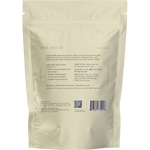 Back of a 250g bag of SuperFeast Deer Antler velvet extract powder with product information and directions.