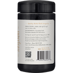 Right side of SuperFeast Eucommia Bark 100g Miron glass jar showing nutritional information and directions.