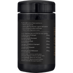 SuperFeast JING Stress and Fatigue Tonic 100g glass jar shown from a side angle on a white background.