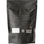 Back of a 250g bag of SuperFeast JING Stress and Fatigue Tonic showing ingredients and suggested use.