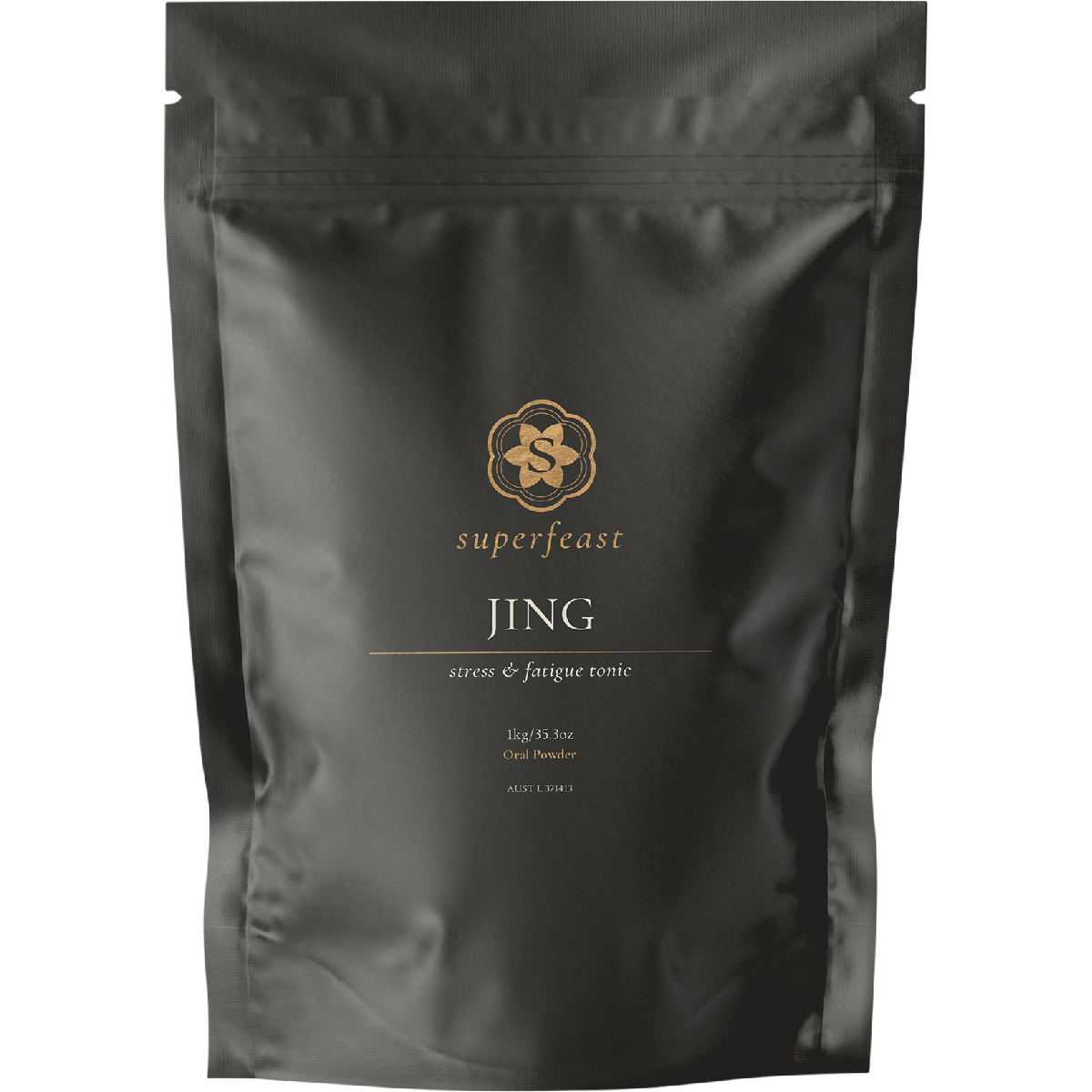 1kg bag of SuperFeast JING Stress & Fatigue Tonic, a Taoist herbal blend for energy and adrenal support.