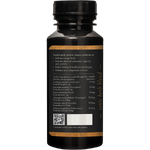 Side view of a SuperFeast JING Stress and Fatigue Tonic bottle with 90 capsules on a white background.