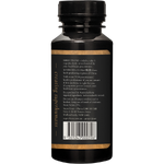 Right side of SuperFeast JING Stress and Fatigue Tonic 90 capsules bottle showing product benefits and features.