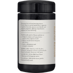 Left-side view of a SuperFeast Lion's Mane 100g jar with a black lid and white label against a white background.