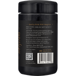 Right side of a SuperFeast Mason's Mushrooms 100g jar showing a black label and premium glass packaging.