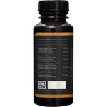 SuperFeast Mushroom M8 90 capsules in a dark glass jar, shown from a side angle on a white background.
