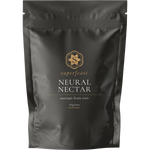 250g bag of SuperFeast Neural Nectar Nootropic Brain Tonic with a minimalist white and black label.