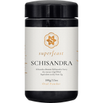 100g jar of SuperFeast Schisandra extract powder, a Taoist tonic herb for liver and kidney support.