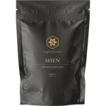 250g bag of SuperFeast SHEN herbal extract powder for a calm mind and joyful spirit on a white background.