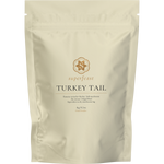 1kg bag of SuperFeast Turkey Tail mushroom extract powder featuring a fan-shaped mushroom illustration.