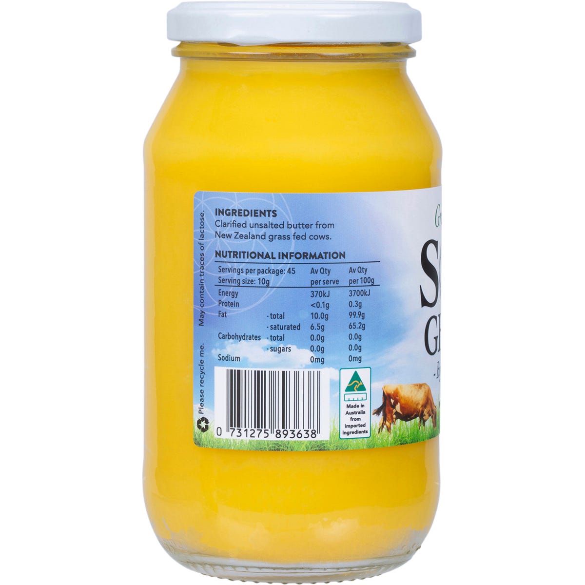Sol Organics Grass Fed Ghee(Unsalted butter from grass-fed cows) 450g