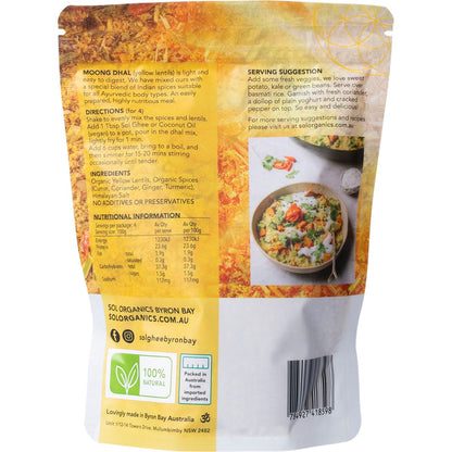 Sol Organics Moong Dhal Yellow Lentil Dhal Mix 400g