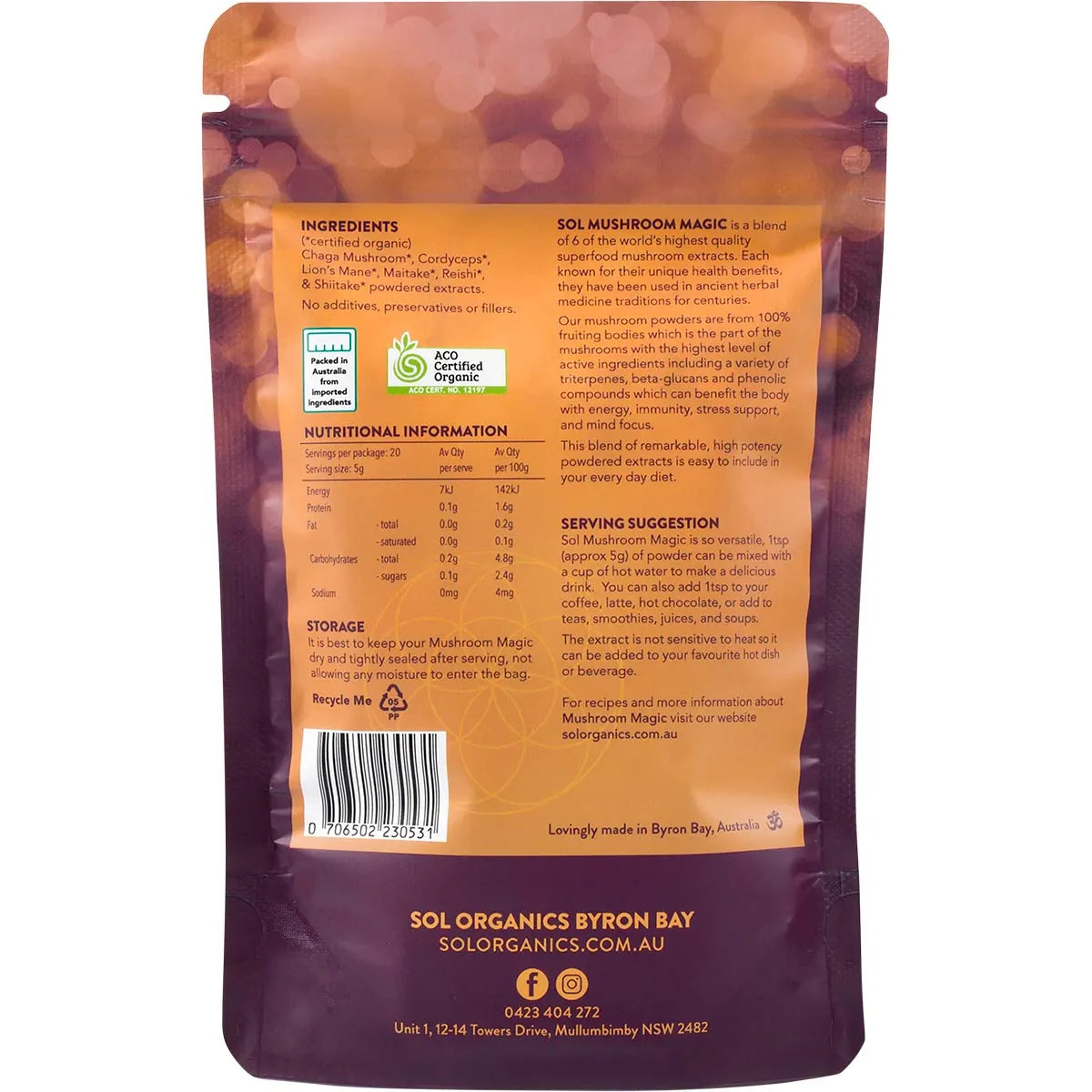 Sol Organics Mushroom Magic Super Mushroom Extract Blend 100g