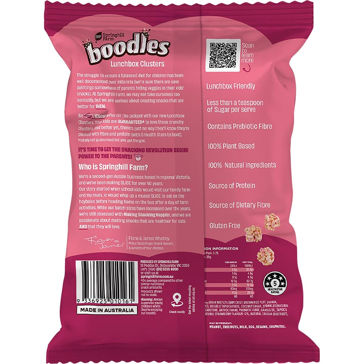 Springhill Farm Boodles Lunchbox Clusters Strawberry 65g
