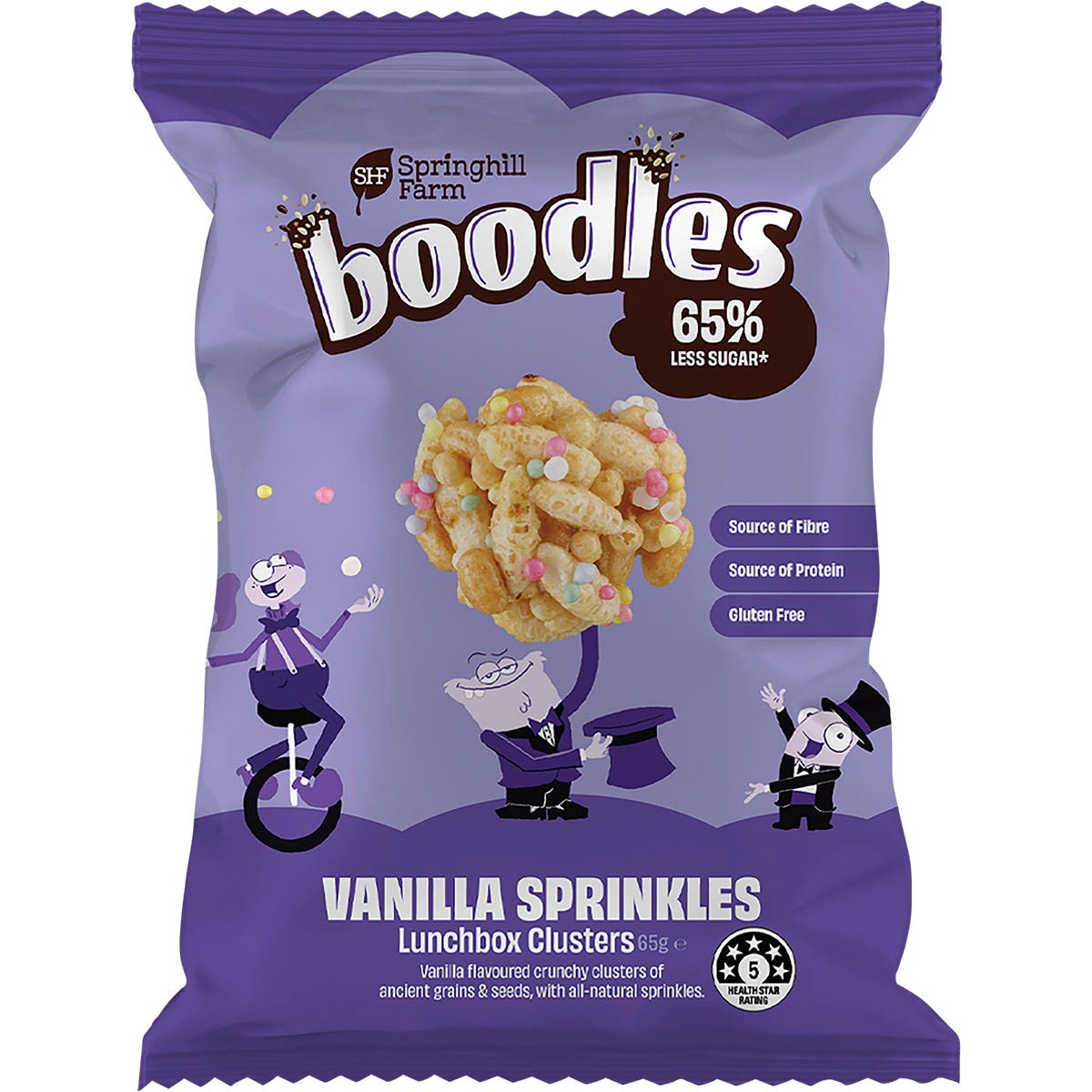 Springhill Farm Boodles Lunchbox Clusters Vanilla Sprinkles 65g
