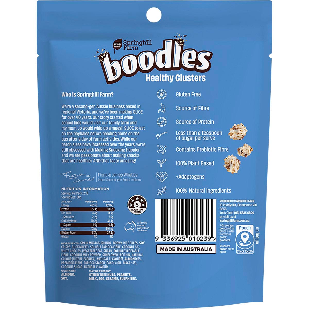 Springhill Farm Boodles Healthy Clusters BLISS Coconut & Almond 65g