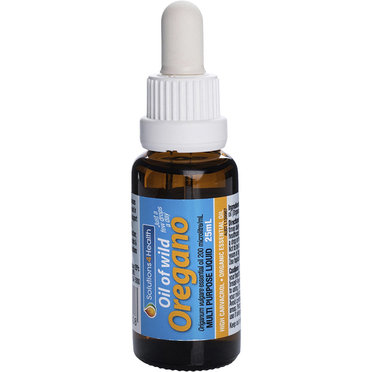 Solutions 4 Health Oil of Wild Oregano 25ml bottle with dropper and organic Mediterranean ingredients.