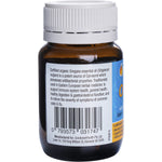 Side view of Oil of Wild Oregano 30 Vegicaps bottle showing therapeutic benefits and Australian-made logo.