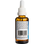Side view of Solutions 4 Health Oil of Wild Oregano 50ml bottle highlighting the organic ingredients on the label.