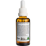 Right side of a Solutions 4 Health Oil of Wild Oregano 50ml bottle showing directions for use and medicinal warnings.