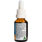 Right side of Solutions 4 Health Oil of Wild Oregano & Turmeric 25ml box showing directions and storage info.