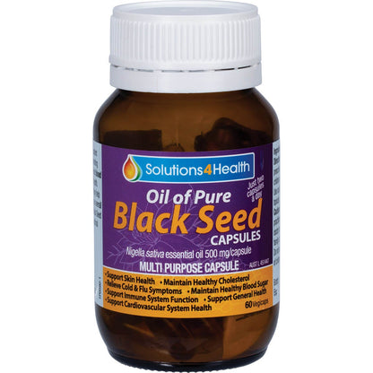 Solutions 4 Health Oil of Pure Black Seed VegeCaps 60 Caps