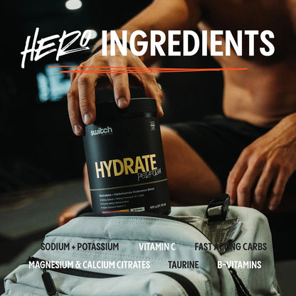 Switch Nutrition Hydrate Perform Electrolytes & Carbs Raspberry Lemonade 600g