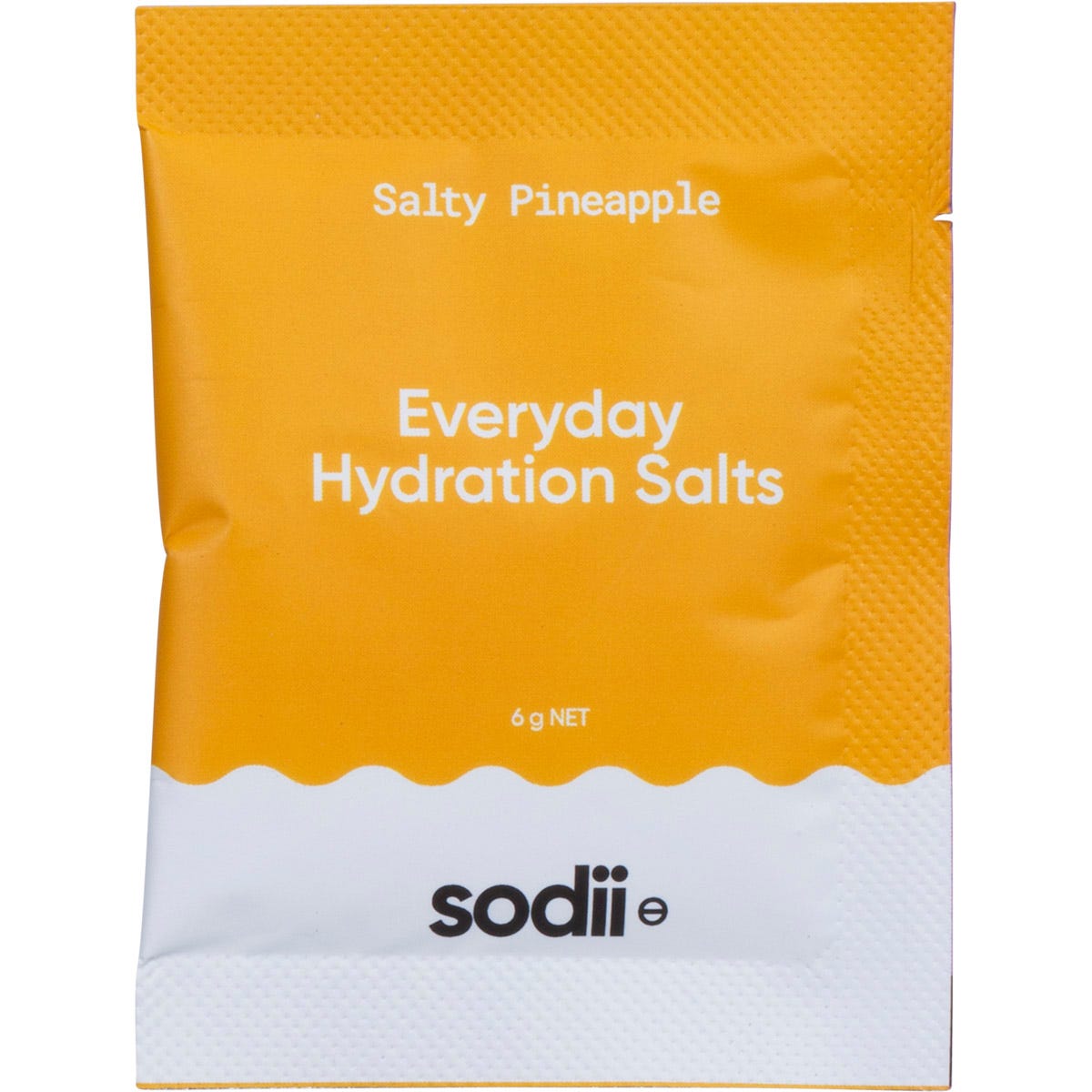 Single Sodii Salty Pineapple hydration sachet featuring a tropical pineapple design on a white background.