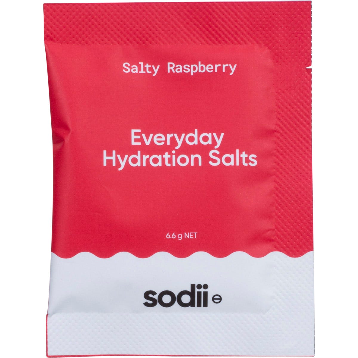 Sodii Salty Raspberry 30-pack box featuring a white background with pink and orange text.