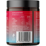 Back of a Sodii Salty Raspberry 185g tub showing nutritional information and ingredients on a white background.
