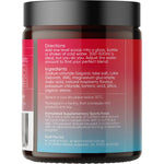 Side view of a 185g Sodii Salty Raspberry hydration salts tub highlighting Australian lake salt and key minerals.